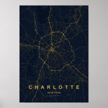 Charlotte Caroline du Nord Impression de carte sty