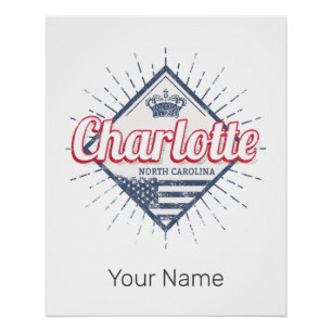 Charlotte City North Carolina Vereinigte Staaten U Poster