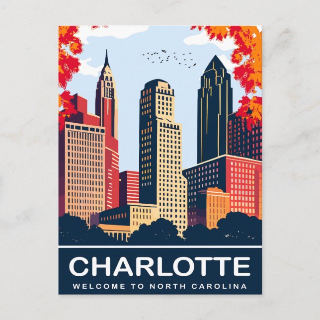 Charlotte, Herbststadt, North Carolina, Reisen Postkarte (Vorderseite)