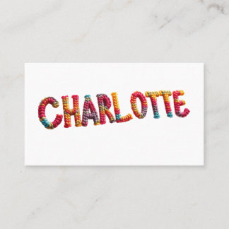 Charlotte Name in lebendigem Crochet-Muster Visitenkarte