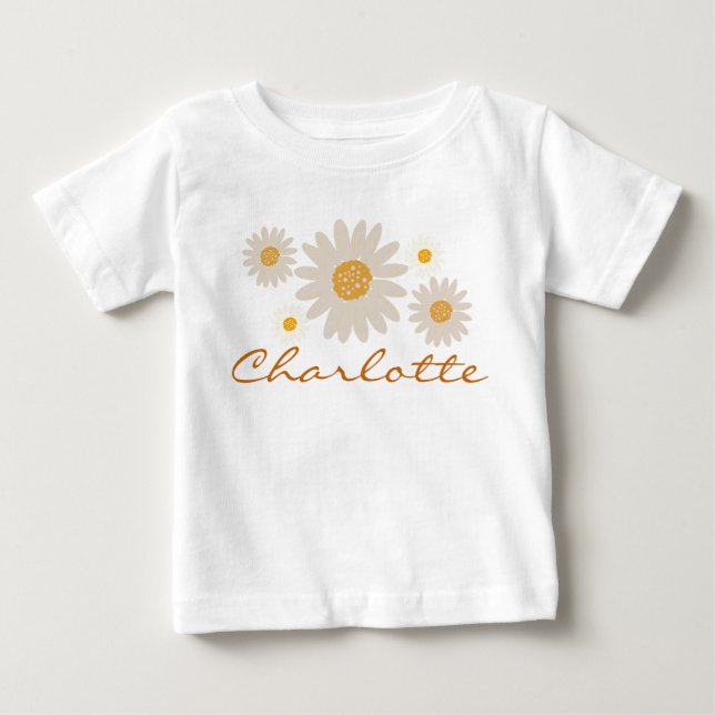 Charlotte Name offenbart Retro daisy boho Blume Baby T-shirt (Vorderseite)