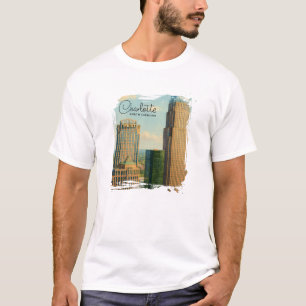Charlotte NC Aquarell Skyline Reise T-Shirt