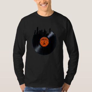 Charlotte NC City Skyline Record Schallplatte Vint T-Shirt