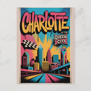 Charlotte NC Graffiti Urban Reiseplakat  Postkarte