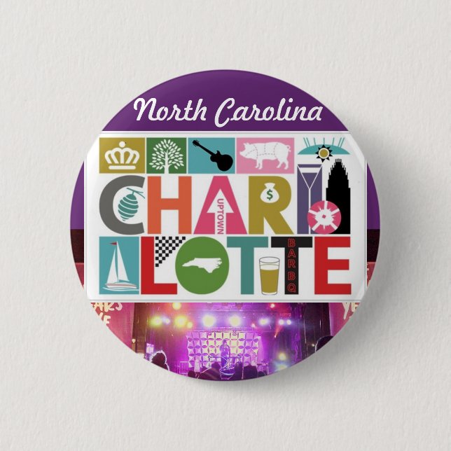 Charlotte NC North Carolina Round Magnet Button (Vorderseite)