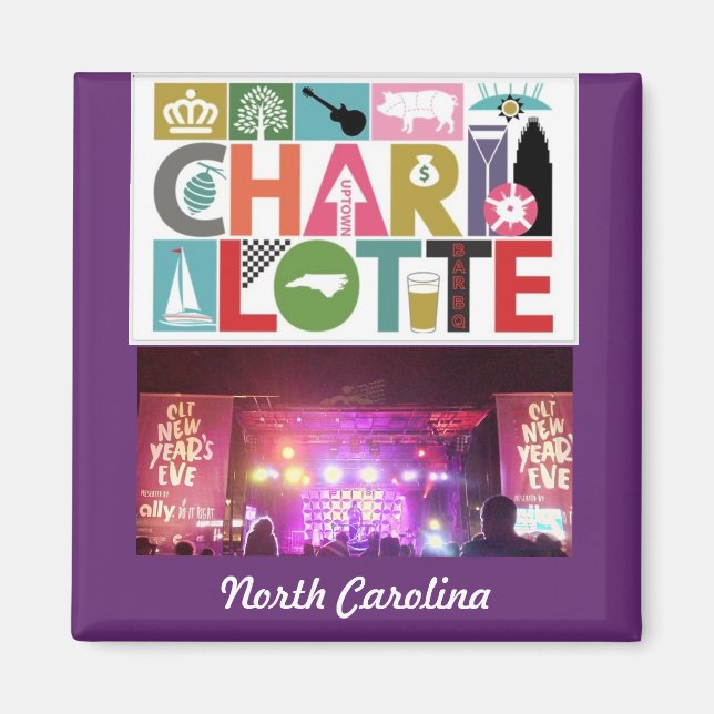 Charlotte NC North Carolina Square Magnet (Vorne)