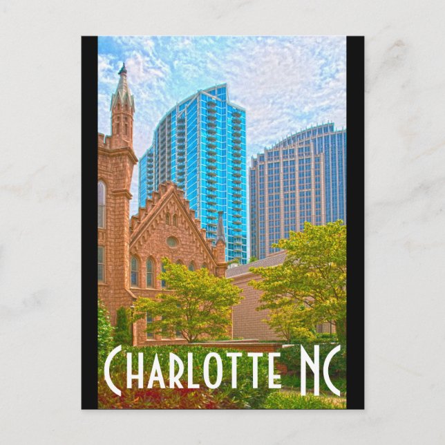 Charlotte NC Postkarte (Vorderseite)