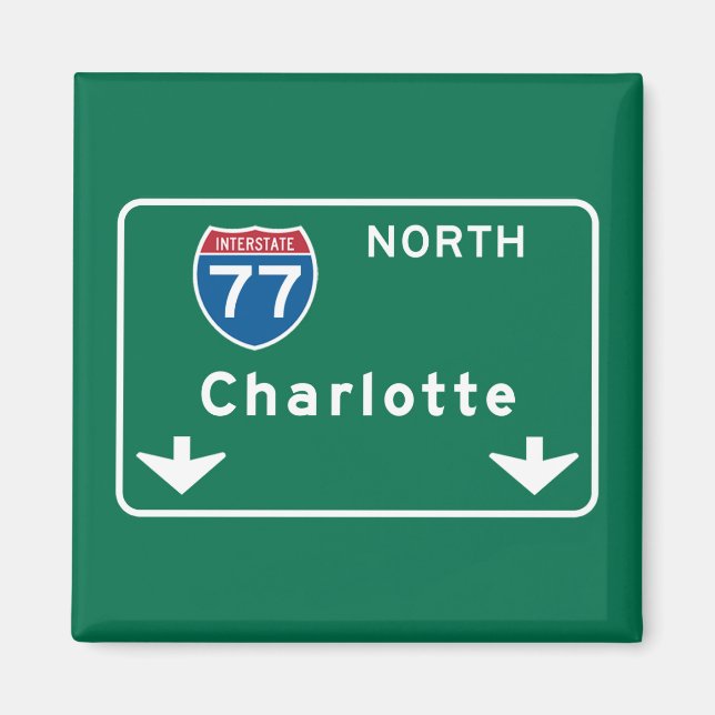 Charlotte, NC Road Sign Magnet (Vorne)