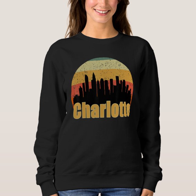 Charlotte Nc Skyline Silhouette Sunset I Love Char Sweatshirt (Vorderseite)