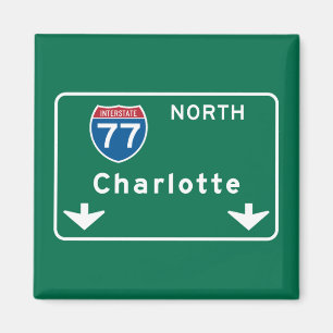 Charlotte, NC-Verkehrsschild Magnet