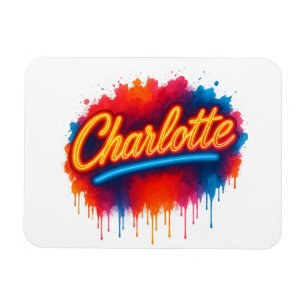 Charlotte Neon Script - Street Art Splash Design Magnet