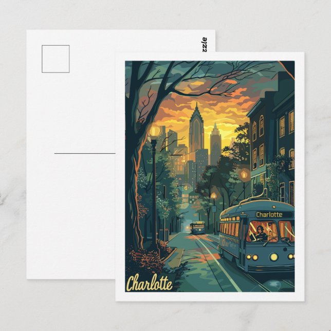 Charlotte North Carolina Bekannter Ort Postkarte (Vorne/Hinten)
