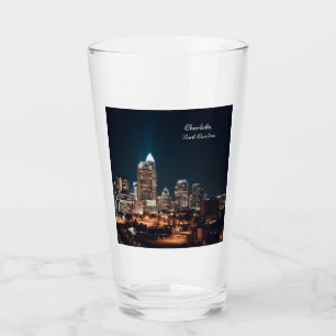 Charlotte North Carolina City Skyline Night Glas