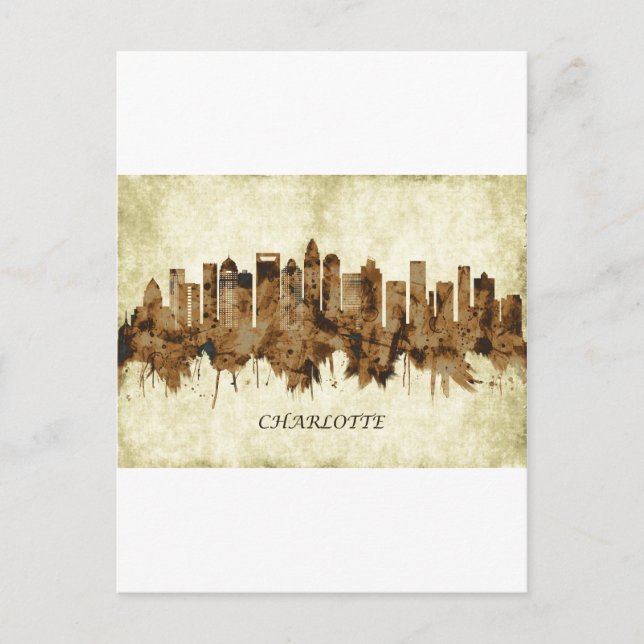 Charlotte North Carolina Cityscape Einladungspostkarte (Vorderseite)