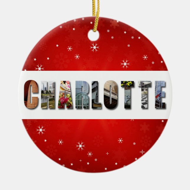 Charlotte North Carolina Foto Weihnachten Keramik Ornament (Vorne)