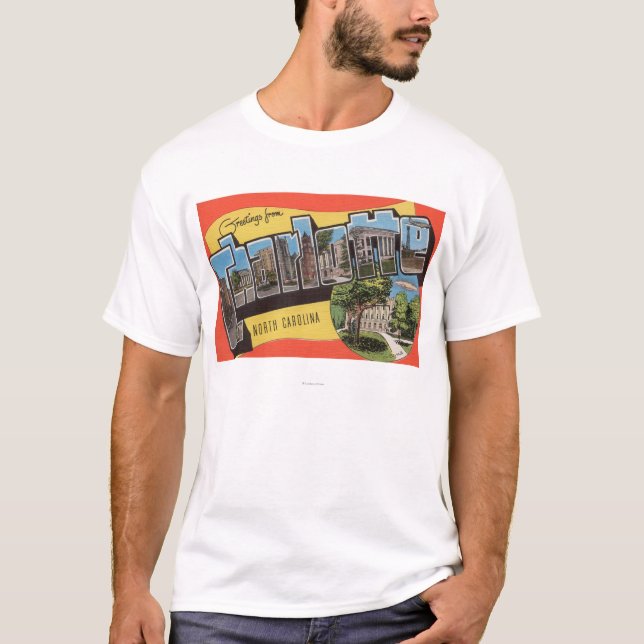 Charlotte, North Carolina - große Buchstabe-Szenen T-Shirt (Vorderseite)