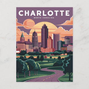 Charlotte North Carolina Illustration Postkarte