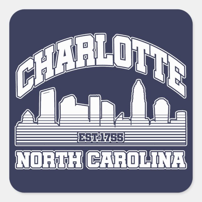 Charlotte, North Carolina Quadratischer Aufkleber (Vorderseite)