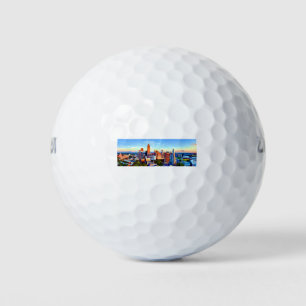 Charlotte North Carolina Queen City Panorama Golfball