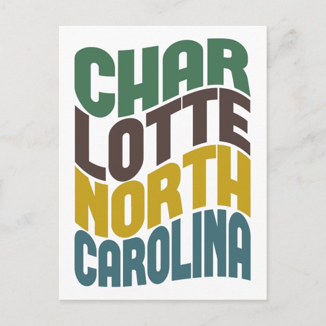 Charlotte North Carolina Retro Wave Postkarte (Vorderseite)