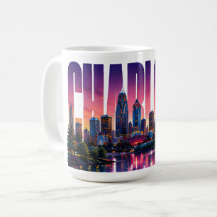 Charlotte North Carolina Skyline City Name Reise Kaffeetasse