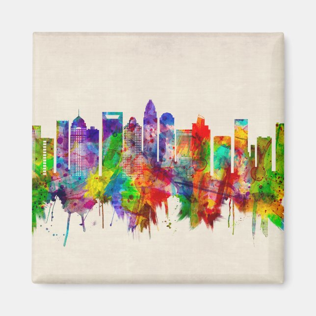 Charlotte North Carolina Skyline Magnet (Vorne)