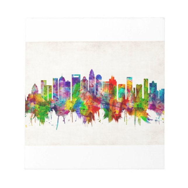 Charlotte North Carolina Skyline Notizblock (Vorderseite)