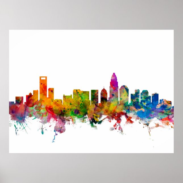 Charlotte North Carolina Skyline Poster (Vorne)