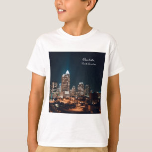 Charlotte North Carolina Stadt Skyline Nacht T-Shirt