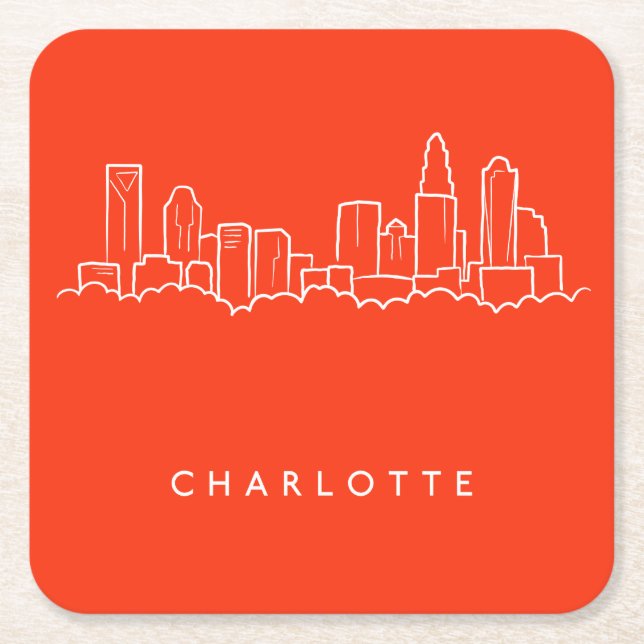 Charlotte, North Carolina-Stadt-Skyline Rechteckiger Pappuntersetzer (Vorderseite)