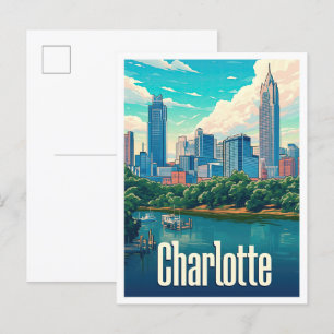 Charlotte North Carolina USA Reiseillustration Postkarte