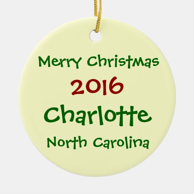 CHARLOTTE-NORTH CAROLINA-WEIHNACHTSverzierung 2016 Keramik Ornament (Vorne)