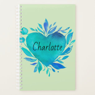 Charlotte Personalisiert Blue Watercolor Herz Planer