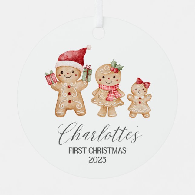 Charlotte Personalized Baby's First Christmas Ornament Aus Metall (Vorderseite)
