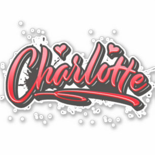 Charlotte red Heart Graffiti Aufkleber Sticker