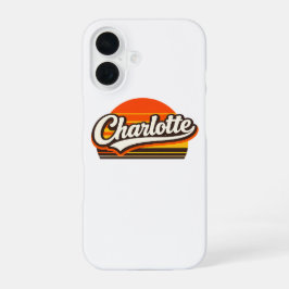 Charlotte Retro-Sonnenuntergang Personalisierter N iPhone 16 Hülle