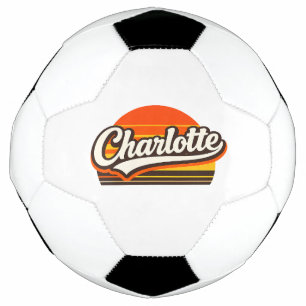 Charlotte Retro-Sonnenuntergang Personalisiertes N Fußball