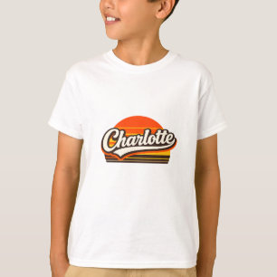 Charlotte Retro-Sonnenuntergang Personalisiertes N T-Shirt