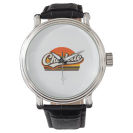 Charlotte Retro Sunset Personalized Name Design Armbanduhr