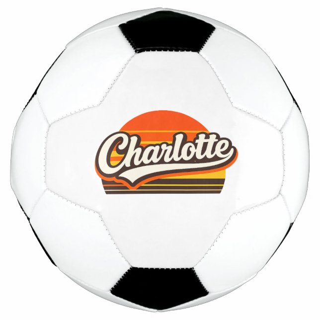 Charlotte Retro Sunset Personalized Name Design Fußball (Vorderseite)