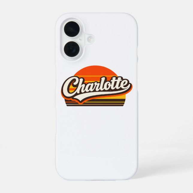Charlotte Retro Sunset Personalized Name Design iPhone 16 Hülle (Rückseite)
