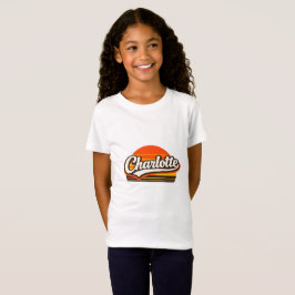 Charlotte Retro Sunset Personalized Name Design T-Shirt