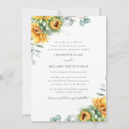 Charlotte Rustic Sonnenblumen Katholische Hochzeit Einladung