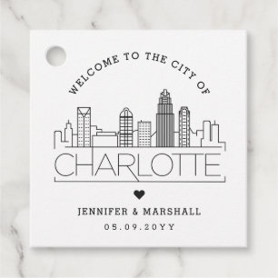 Charlotte Skyline Hochzeit Begrüßung Geschenkanhänger