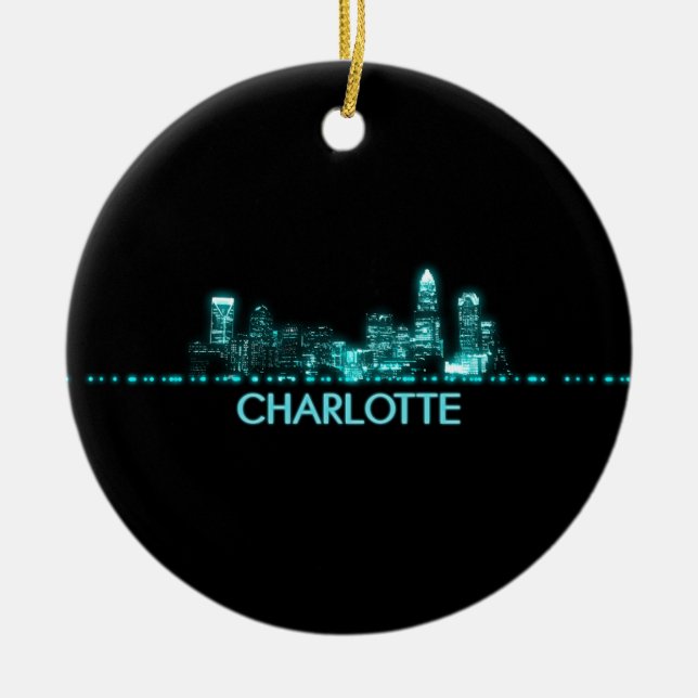 Charlotte Skyline Keramik Ornament (Vorne)