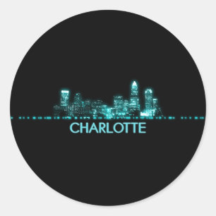 Charlotte Skyline Runder Aufkleber