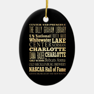 Charlotte Stadt North Carolina State Typografie Keramikornament