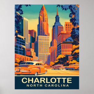 Charlotte, Stadtzentrum, North Carolina, Reisen Poster