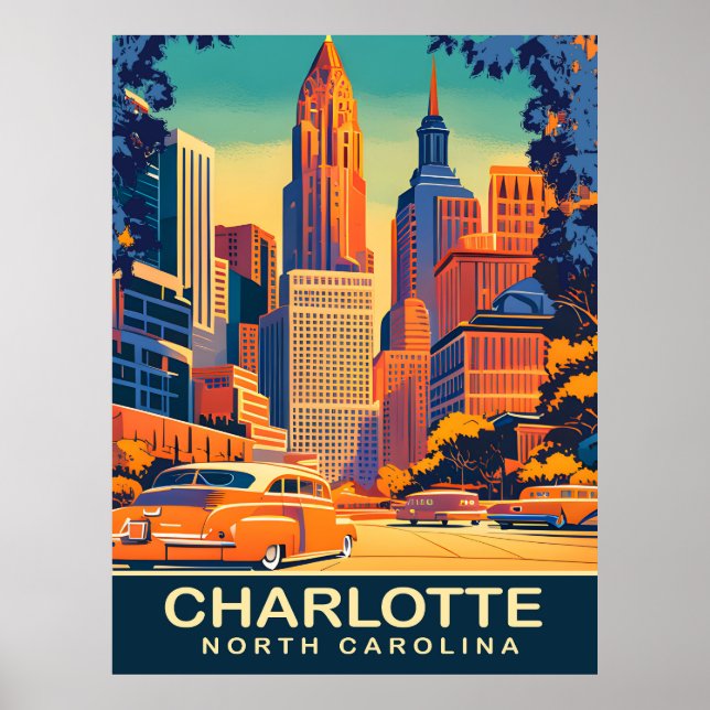Charlotte, Stadtzentrum, North Carolina, Reisen Poster (Vorne)