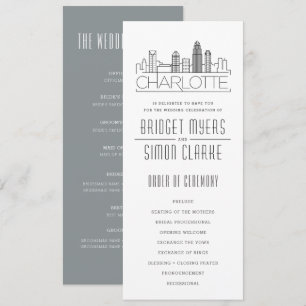 Charlotte Stilisierte Skyline   Hochzeitsprogramm Einladung